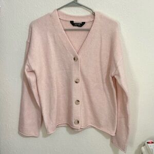 Women's Pink V-Neck Cardigan Sweater